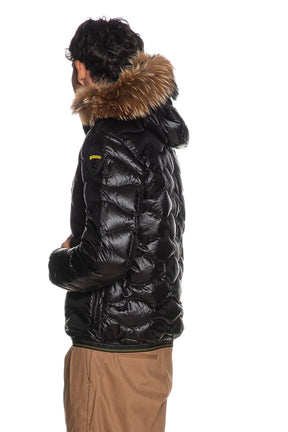 BLAUER Giubbotto Uomo Piumino Invernale Ondulato Con Pelliccia Nero