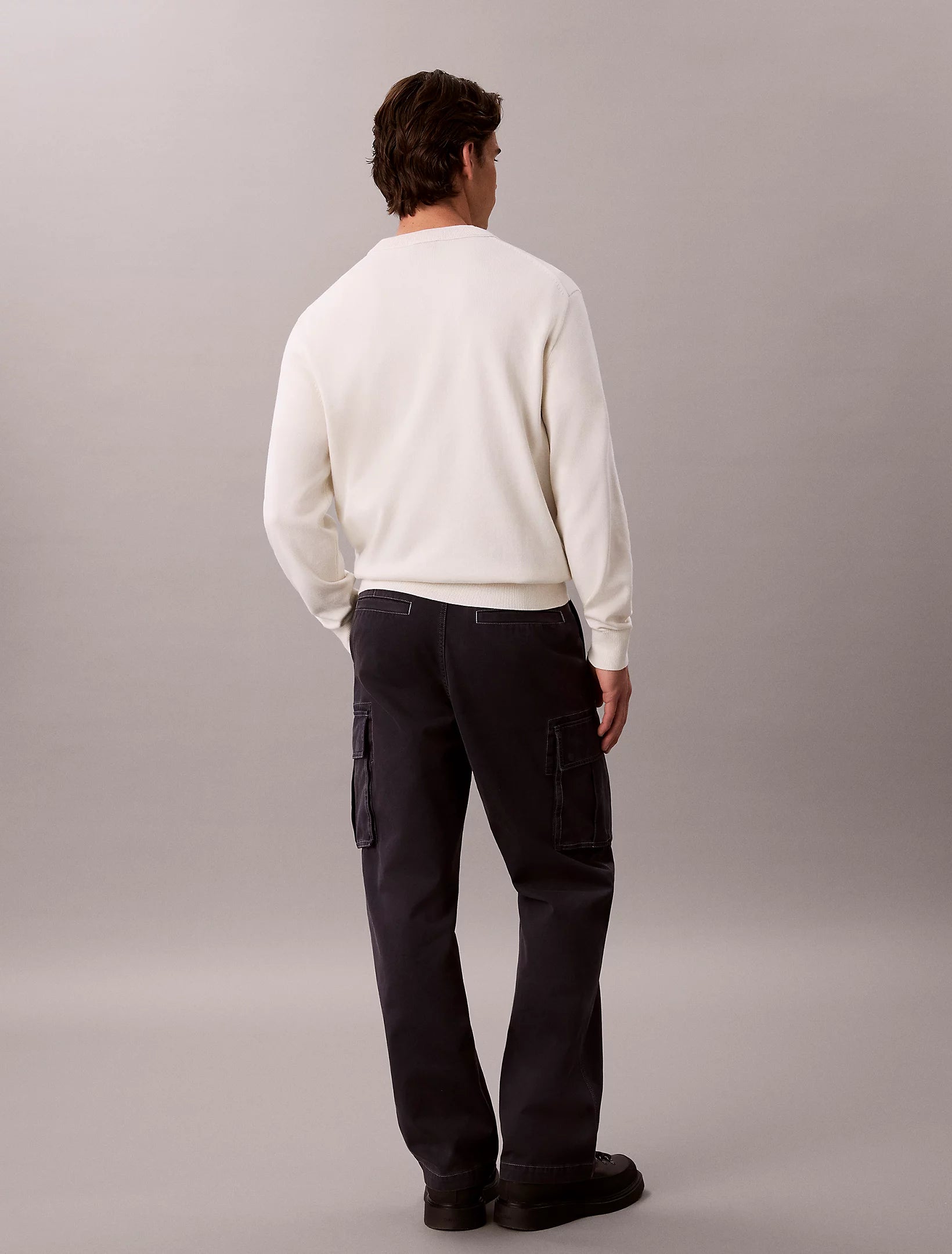 CALVIN KLEIN Maglioncino Bianco Logo Piccolo Nero FW