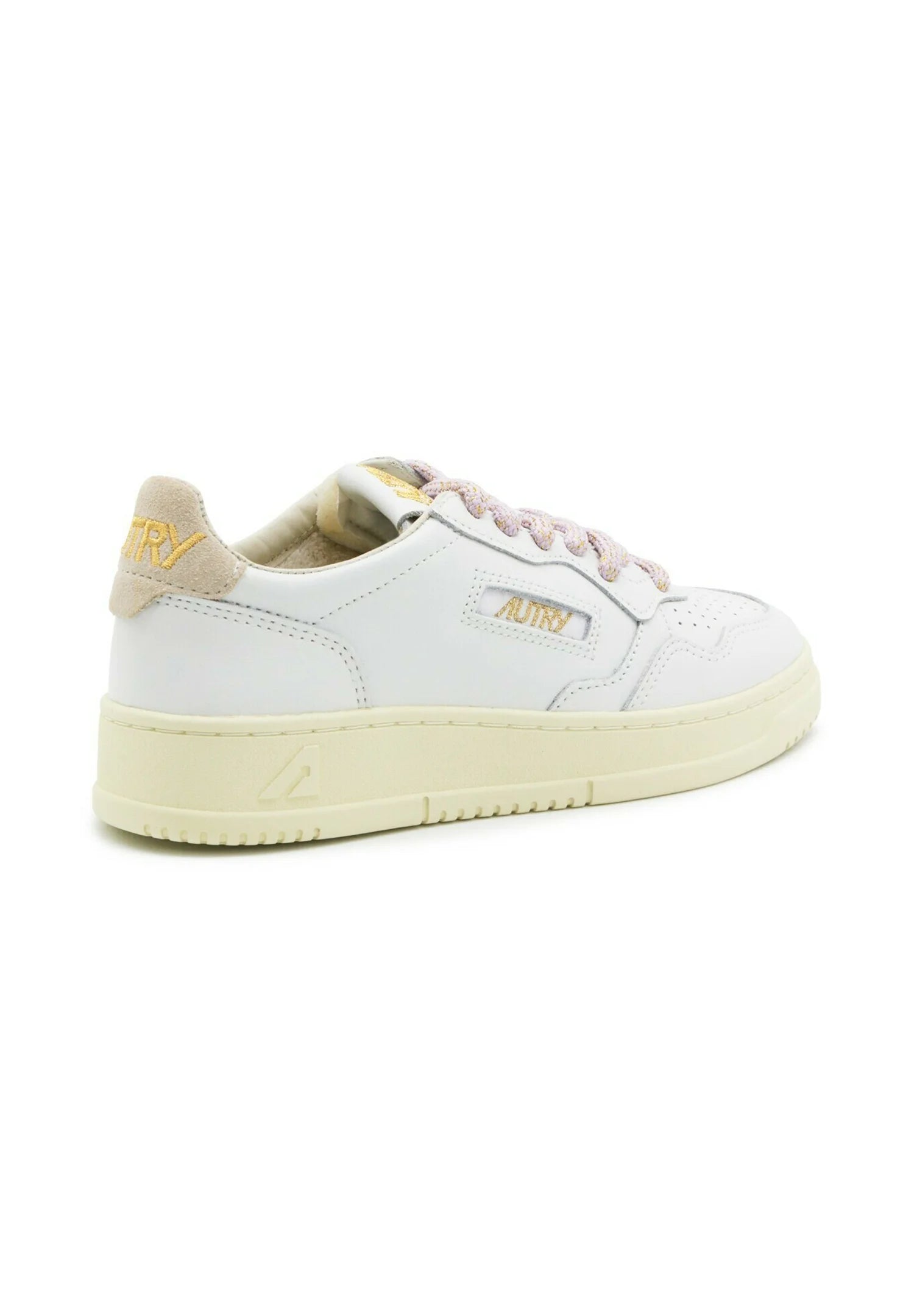 AUTRY Medialist Pelle Bianca Con Lacci e Talloncino Rosa/Oro