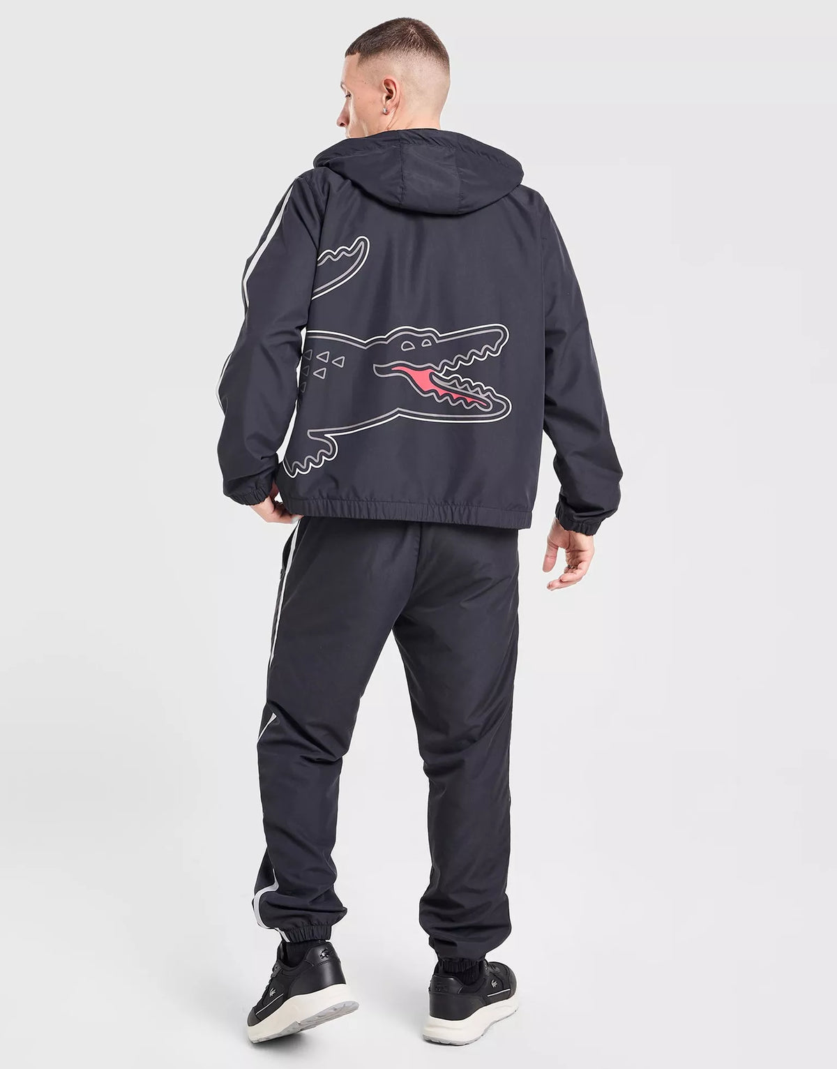 LACOSTE Tuta In Microfibra Con Logo Retro E Banda Laterale Nera