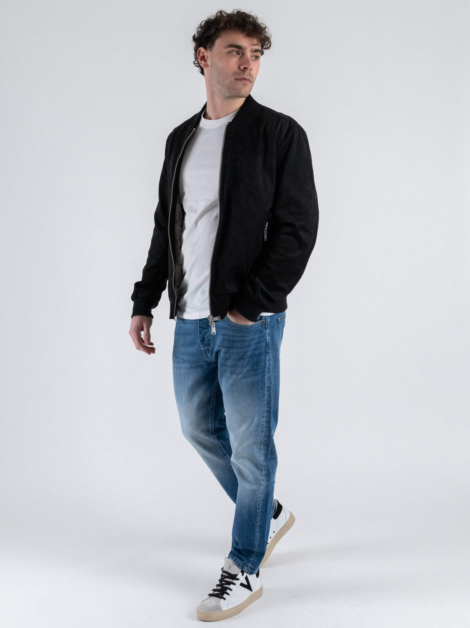 GIANNI LUPO Jacket In Renna Collo Alla Coreana Nero