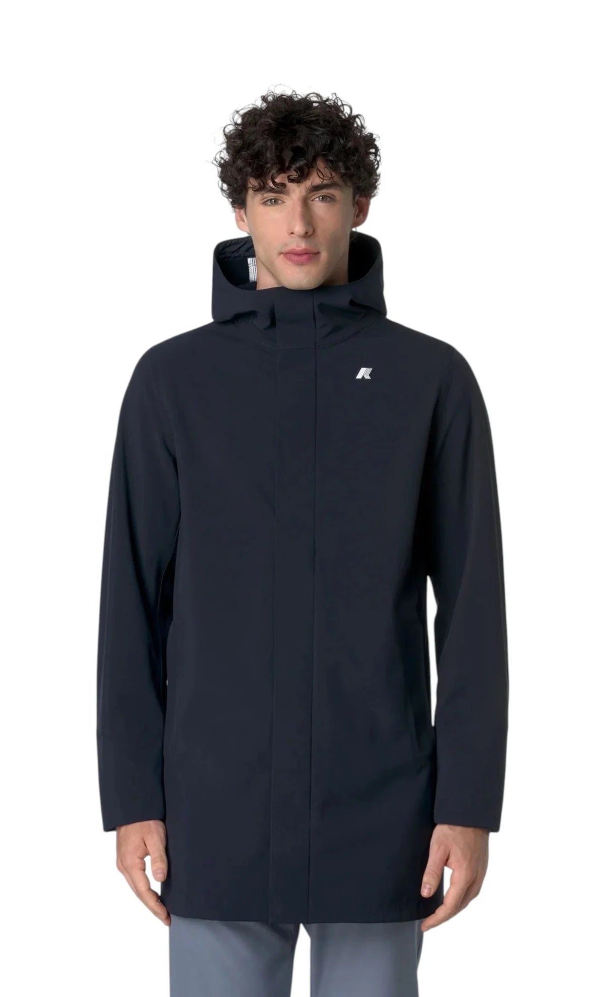 K-WAY Giubbotto Lungo Marlyn Bonded Con Cappuccio Blu