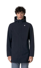 K-WAY Giubbotto Lungo Marlyn Bonded Con Cappuccio Blu