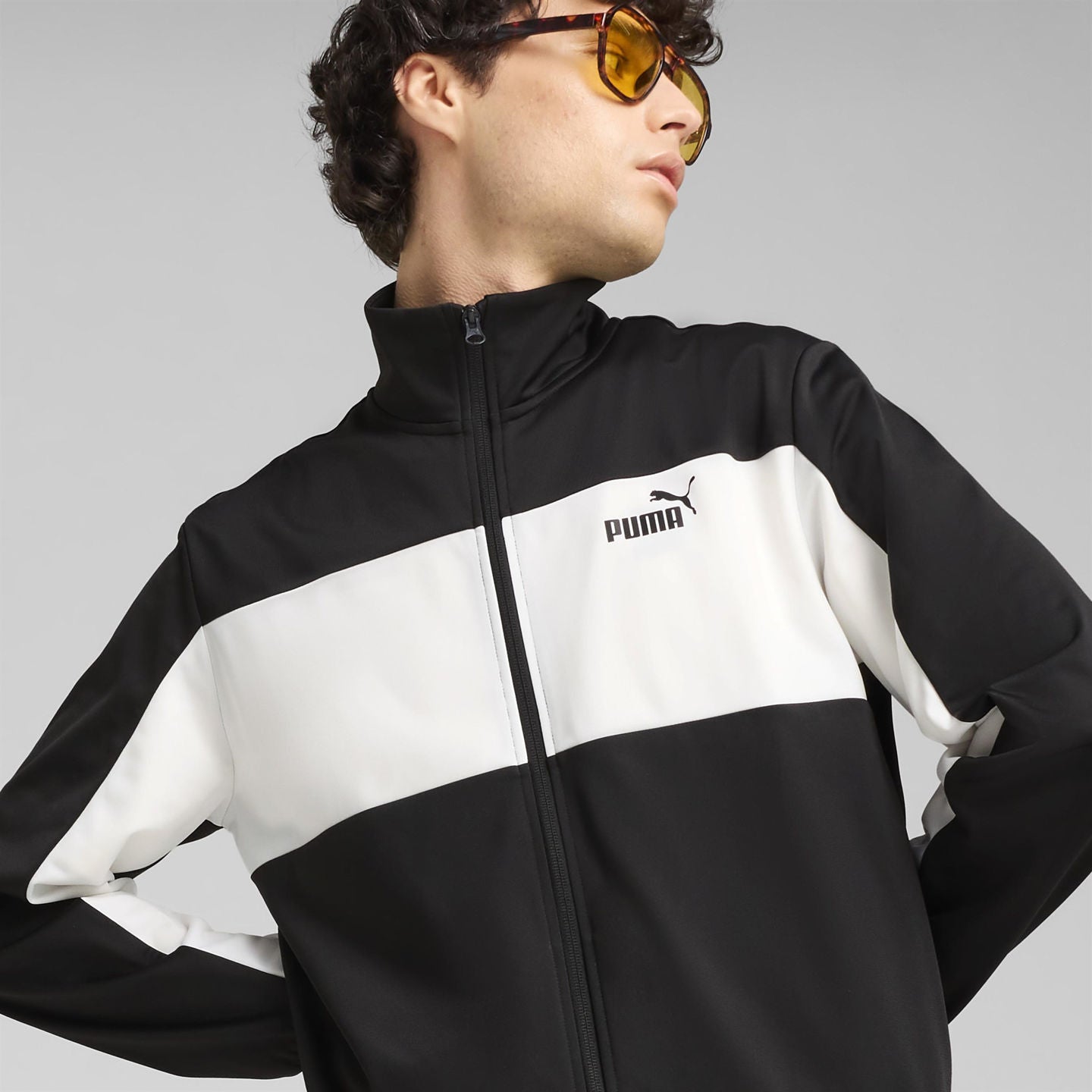 PUMA Tuta Completa Con Zip Acetata Nero/Bianco