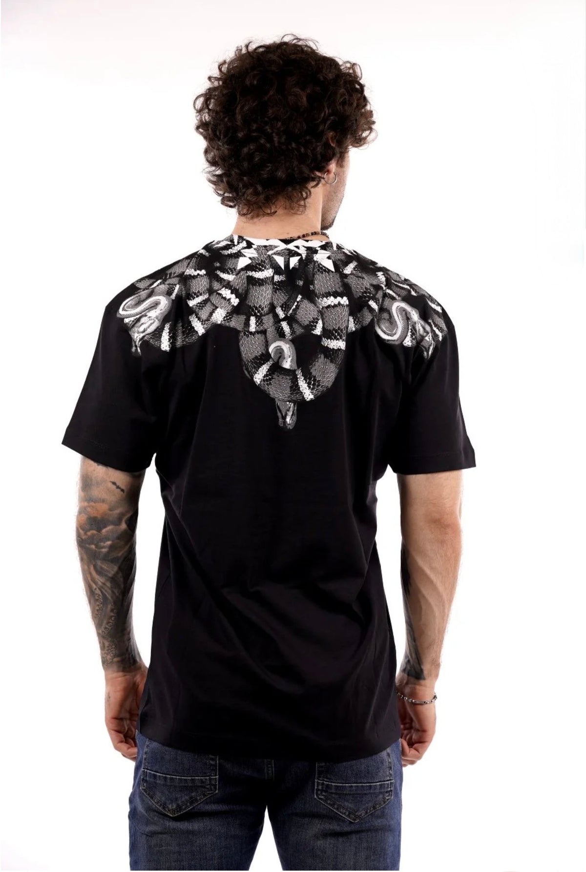 MARCELO BURLON COUNTY OF MILAN T-Shirt Con Stampa Serpente Nera