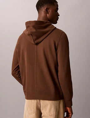 CALVIN KLEIN Felpa Con Cappuccio Terry Misto Cotone Con Badge Sulla Manica Marrone 26/27