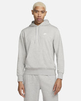 NIKE Felpa Con Cappuccio In Cotone Garzato Grigio