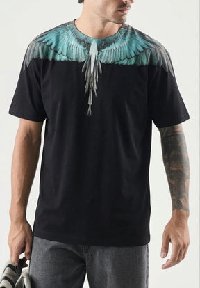 COUNTY OF MILAN T-Shirt Nera Marcelo Burlon Ali Verde Acqua