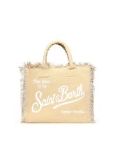 SAINT BARTH Borsa a spalla Borsa Vanity in canvas Beige Logo Bianco