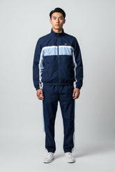 LACOSTE Tuta In Microfibra Con Zip e Bande Blu/Azzurra/Bianca