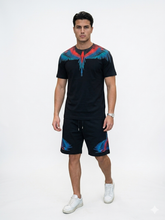 COUNTY OF MILAN Completino Marcelo Burlon T-Shirt e Pantaloncino Nero Ali Rosse/Blu
