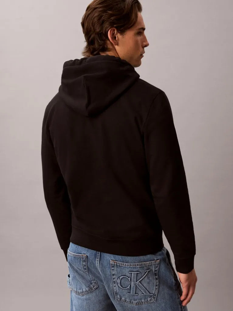 CALVIN KLEIN Felpa Con Cappuccio Misto Cotone Varsity Nera 26/27