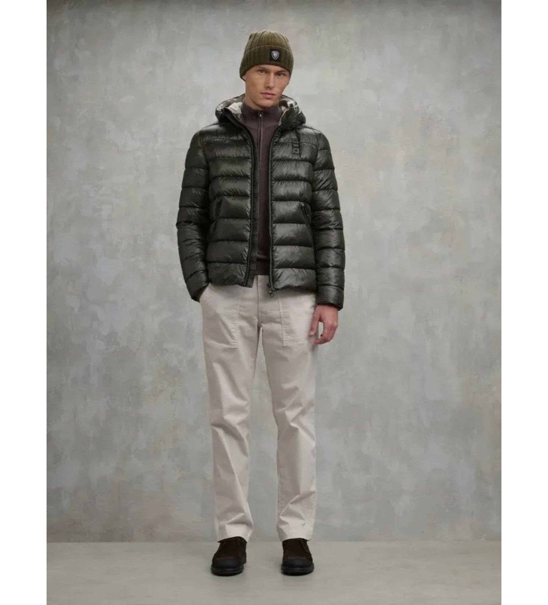 BLAUER Giubbotto Uomo Ovattato Invernale Fasciato Verde