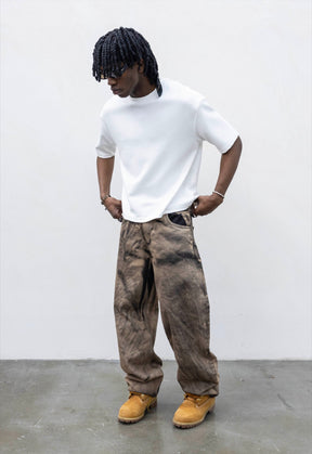 PRESENT DAY Jeans Ballon Over Size Slavato Nero/Marrone