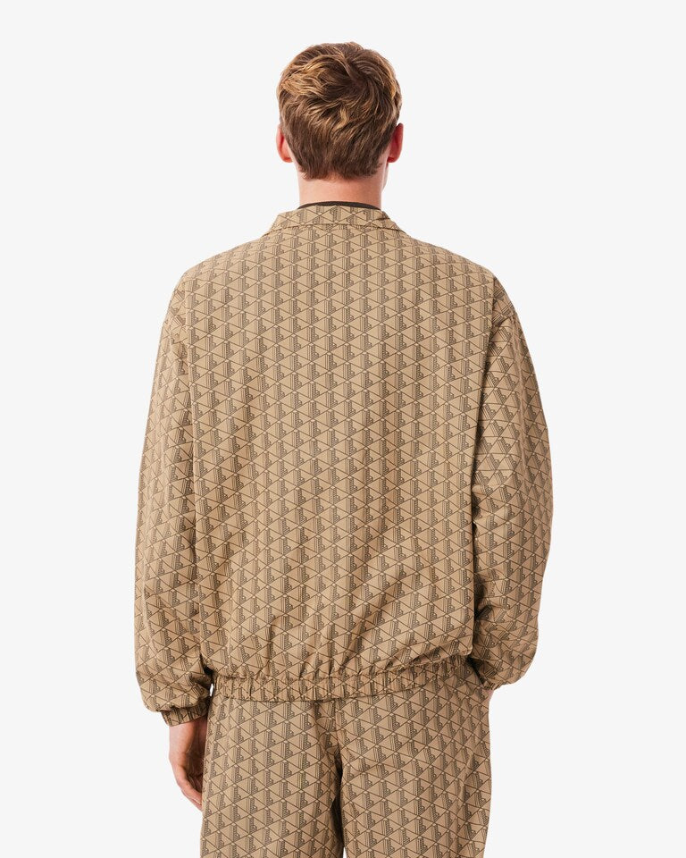 LACOSTE Tuta Monogram In Microfibra Con Zip Beige
