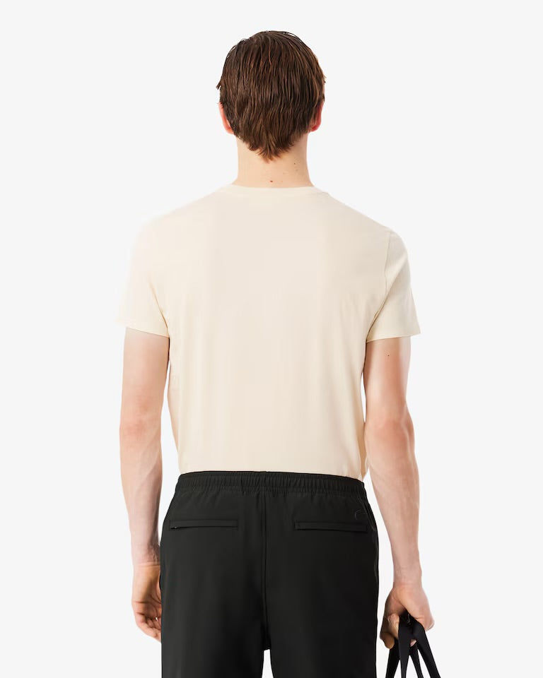 LACOSTE T-Shirt Basic In Cotone Pima Beige Chiaro