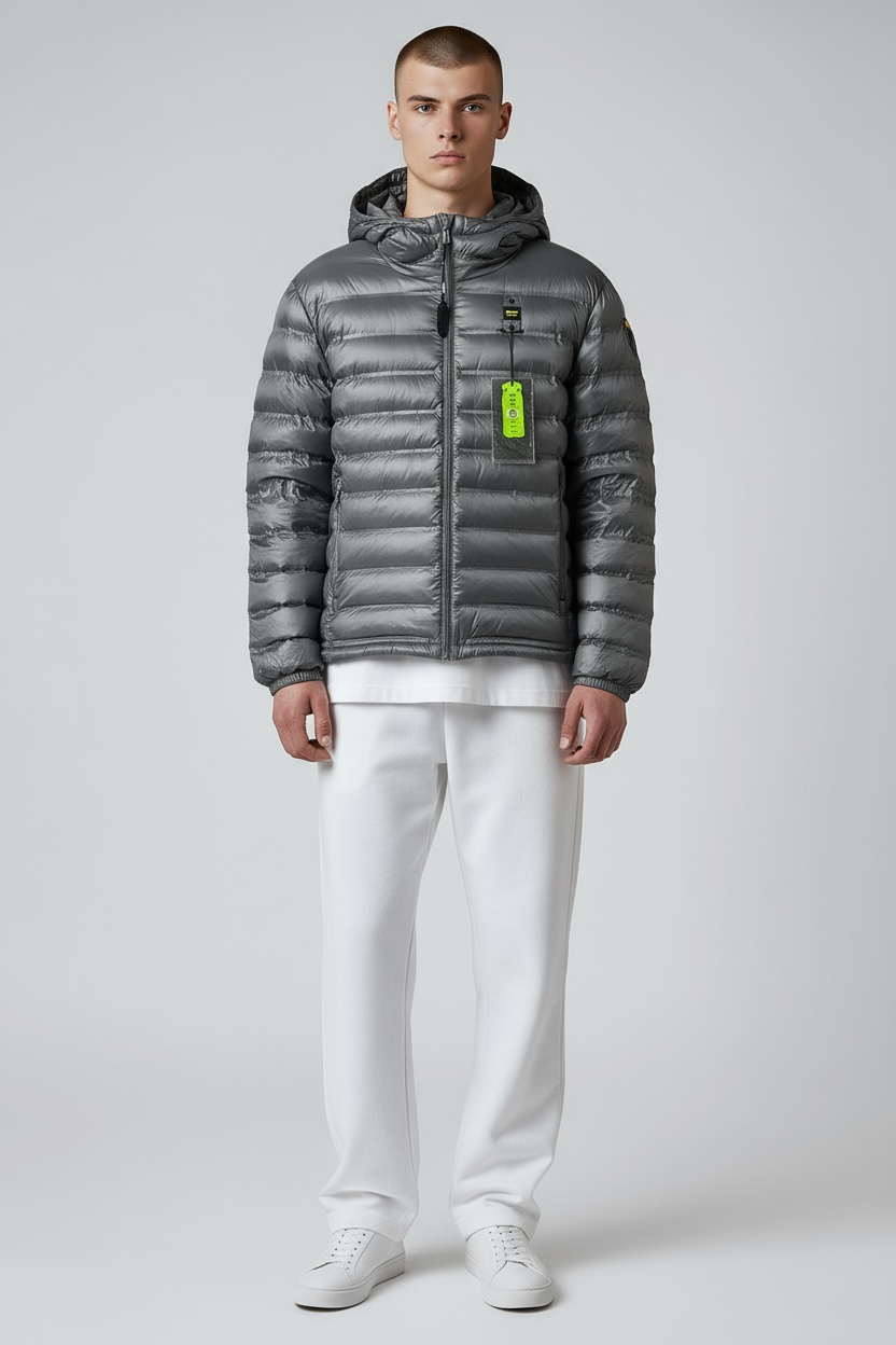 BLAUER Giubbotto Uomo Ovattato Invernale Termosaldato Fasciato Grigio Asfalto