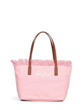 SAINT BARTH Borsa City Regular in canvas con chiusura a zip e frange Rosa