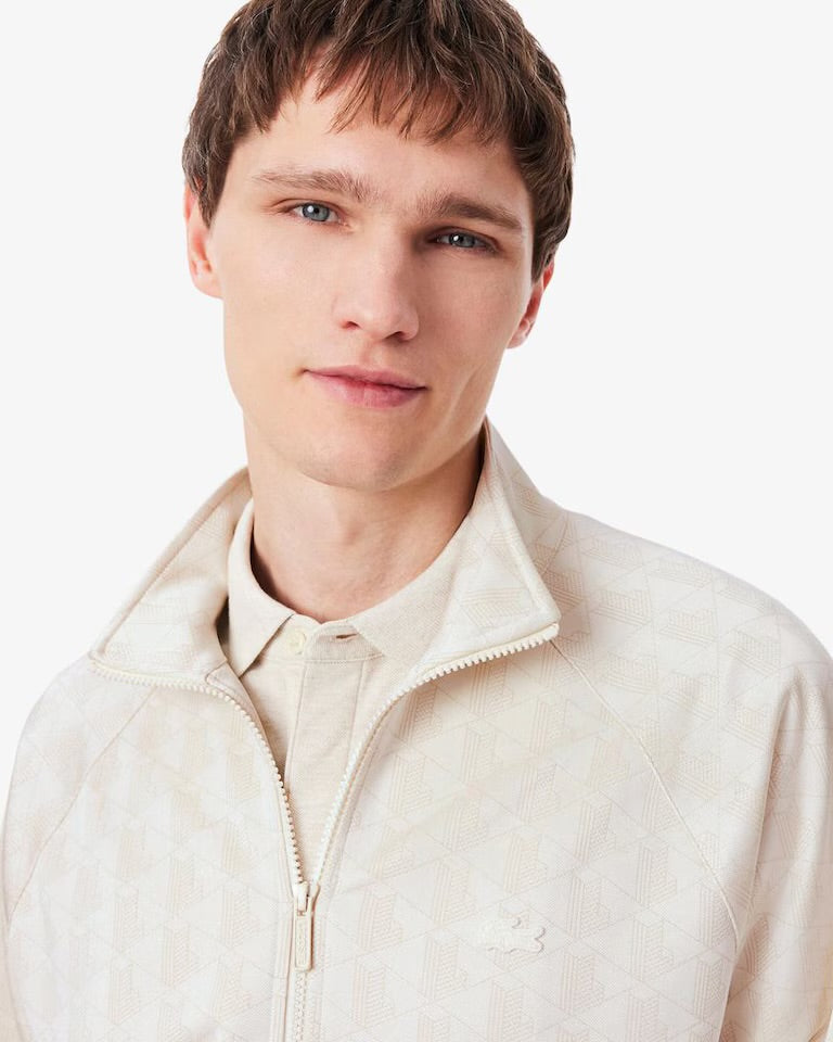 LACOSTE Tuta  Monogram Con Zip Beige Chiaro