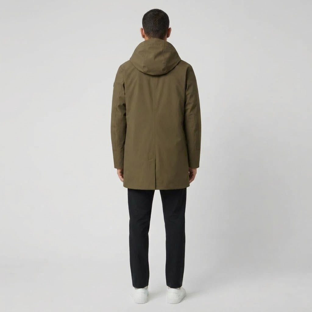 K-WAY Giubbotto Lungo Marlyn Bonded Con Cappuccio Verde Militare