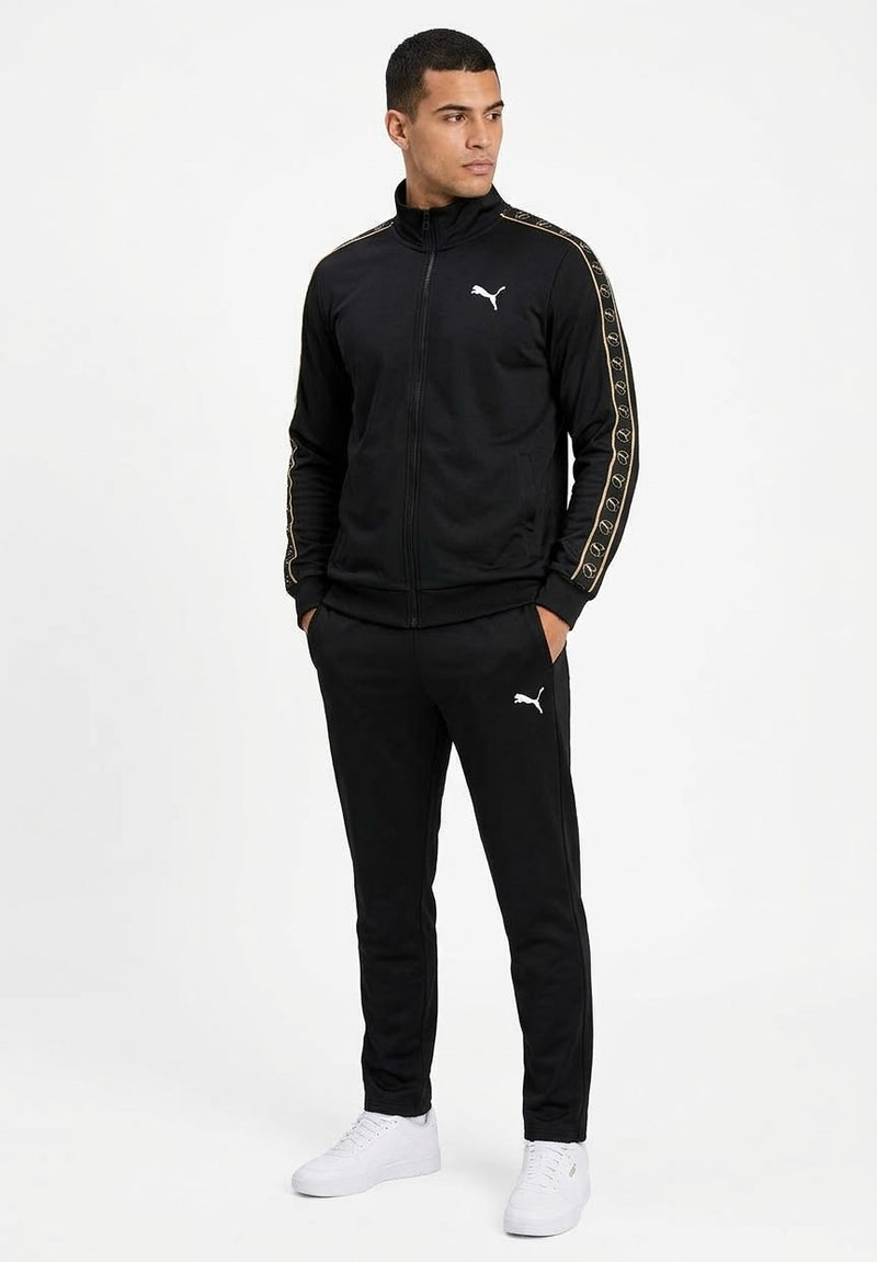 PUMA Tuta Completa Con Zip Acetata Bande Laterali Nera