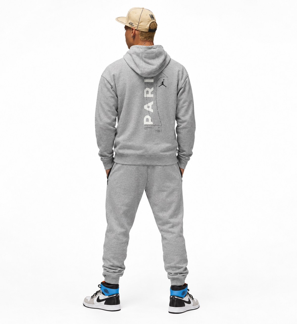NIKE Tuta Completa Paris Con Cappuccio Senza Zip Grigio
