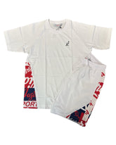 AUSTRALIAN Completino In Cotone Con Bande Laterli America su T-Shirt e Pantaloncino Bianco e Multicolor