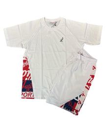 AUSTRALIAN Completino In Cotone Con Bande Laterli America su T-Shirt e Pantaloncino Bianco e Multicolor
