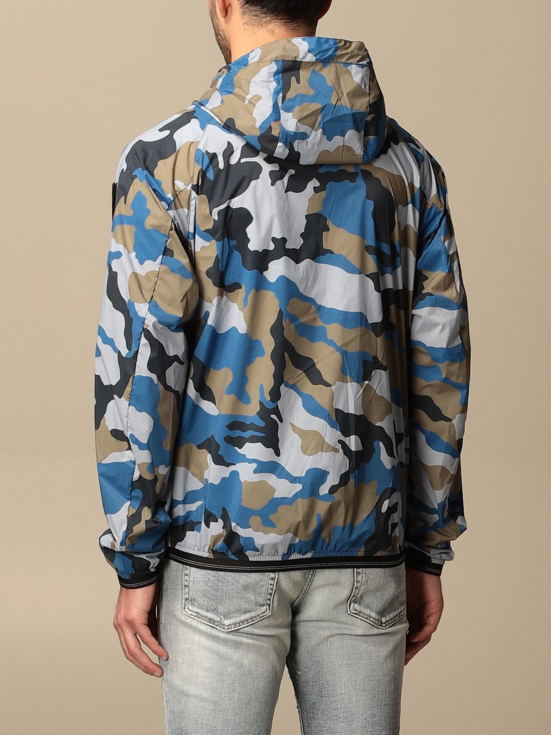 BLAUER Giubbotto Antivento Sfoderato Con Cappuccio Zip Rossa Militare