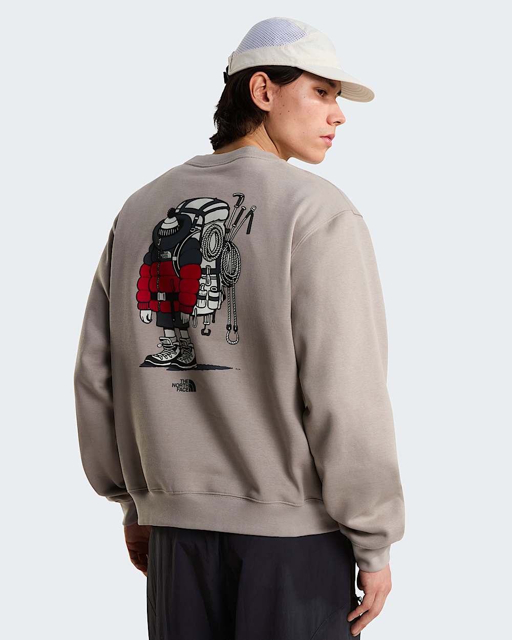 THE NORTH FACE Felpa Girocollo Con Grafica Frontale e Sul Retro Grigia/Rossa 26/27