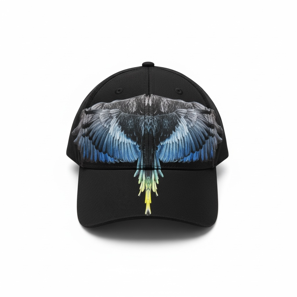 MARCELO BURLON COUNTY OF MILAN Cappello Con Visiere Ali Multicolor Blu Nero