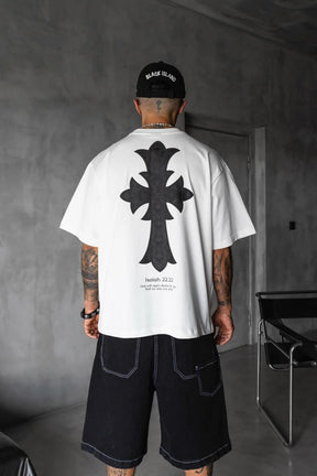 BLACK ISLAND T-Shirt In Cotone Con Stampa Croce Bianca