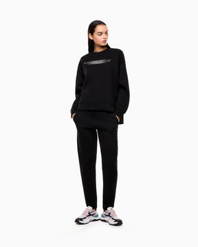 EMPORIO ARMANI DONNA TUTA LOGO SERIES IN INTERLOCK DI COTONE NERA