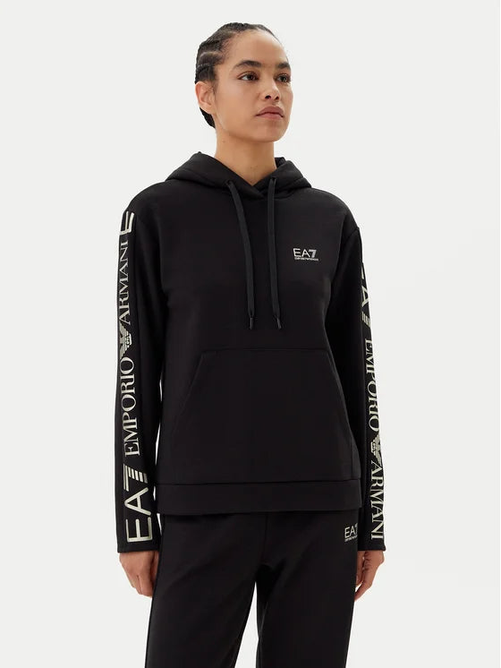 EMPORIO ARMANI Tuta Completa Con Cappuccio Donna Nero/Argento
