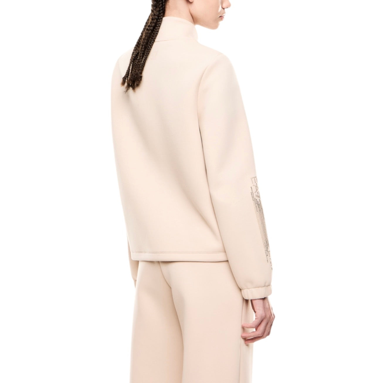 EMPORIO ARMANI DONNA TUTA CON ZIP LOGO SERIES IN MISTO COTONE BEIGE