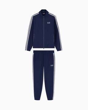 EMPORIO ARMANI Tuta Completa Con Bande Laterali Con Zip Senza Cappuccio Blu/Bianco