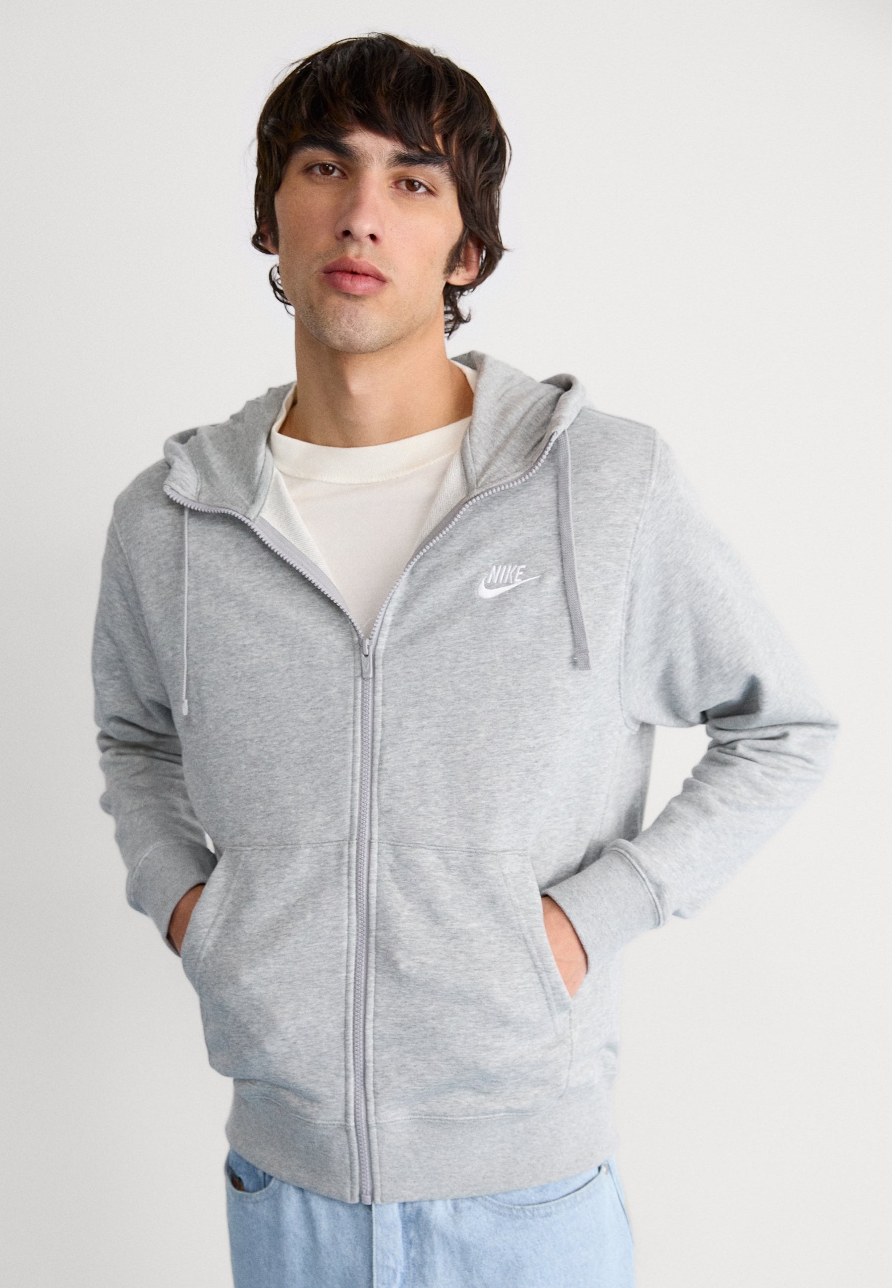 Nike Felpa Con Cappuccio M Club Hoodie Fz Bb Grigio
