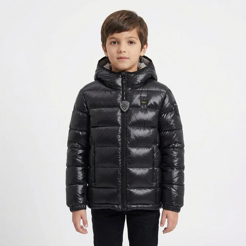 BLAUER Piumino Ansel Junior Con Cappuccio Bambino Nero Interno Beige
