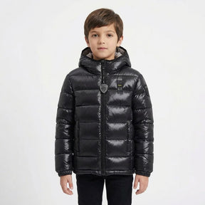 BLAUER Piumino Ansel Junior Con Cappuccio Bambino Nero Interno Beige