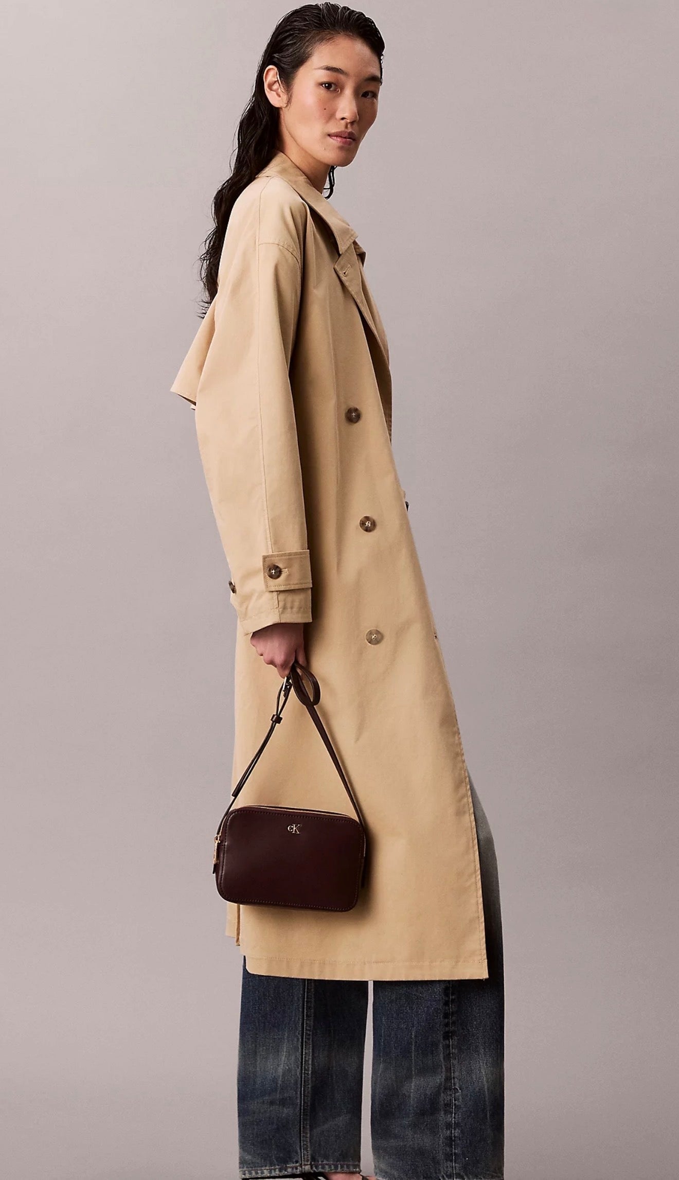 BORSA CALVIN KLEIN DONNA Con Elementi Metallici Con Logo Monogramma Bordeaux