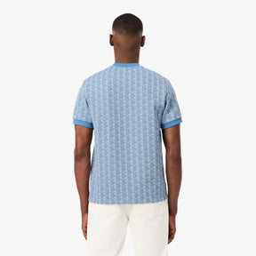 LACOSTE T-Shirt Monogram Uomo Azzurra