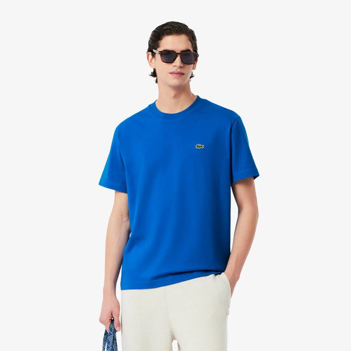 LACOSTE T-Shirt In Cotone Blu Elettrico