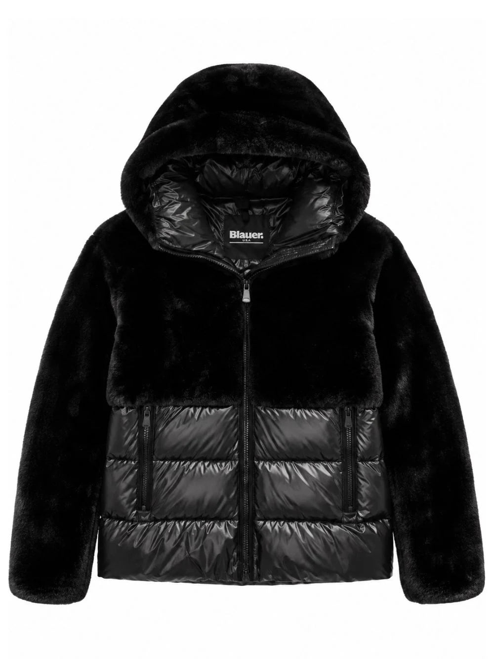 BLAUER Giubbotto Con Pelliccia e Cappuccio Donna Nero