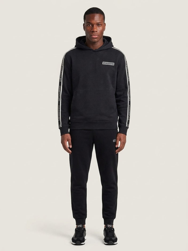 EMPORIO ARMANI Tuta Completa Con Cappuccio e Bande Laterali Nero/Bianco