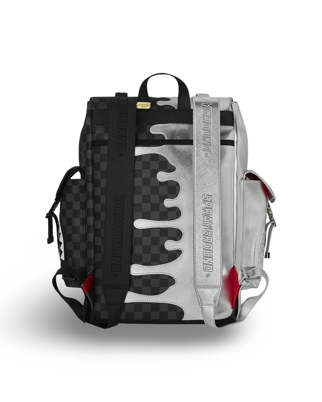 SPRAYGROUND Zaino Silver Side Drip Check Nero/Silver