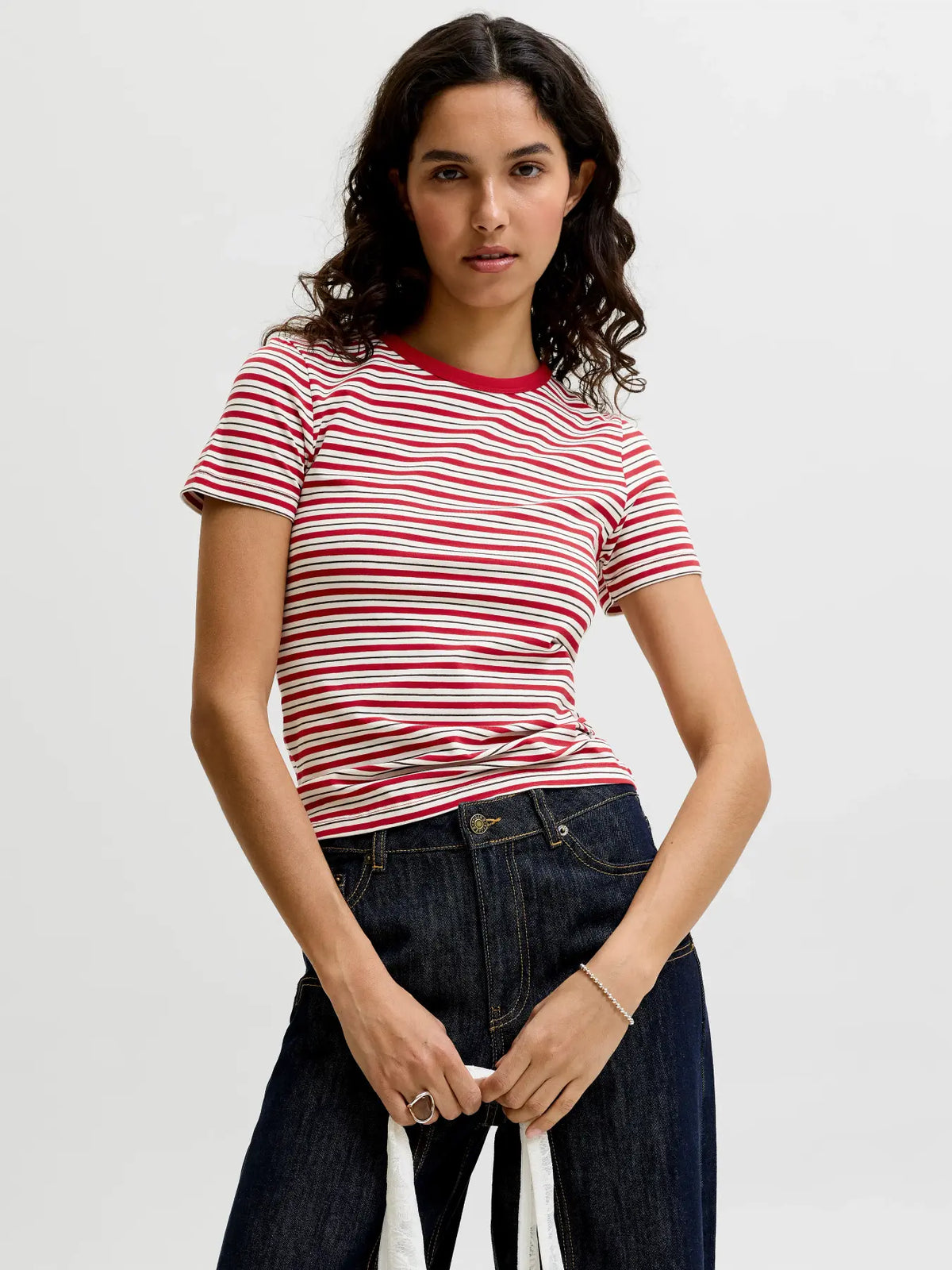 JJXX JJXX Jxgigi T-Shirt A Righe Rossa Donna - T-SHIRT - Tommaseo Clothing