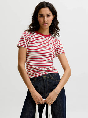 JJXX JXGIGI T-SHIRT A RIGHE ROSSA DONNA