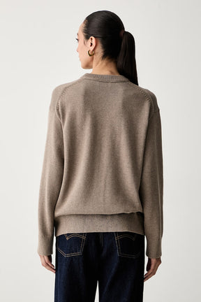 CALVIN KLEIN Maglioncino Donna In Cotone Con Scritta Frontale Marrone FW