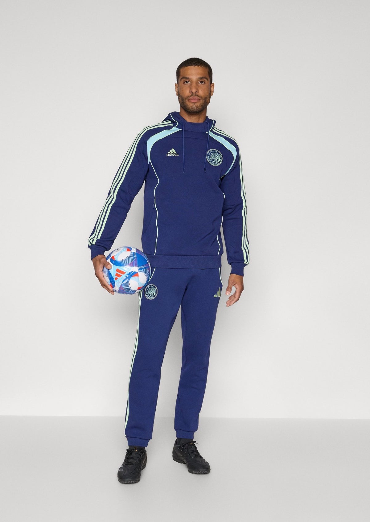 ADIDAS Tuta Ajax Felpata Con Cappuccio Blu/Azzurro/Fluo