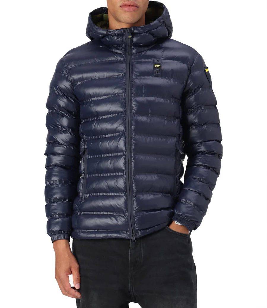 BLAUER Giubbotto Uomo Ovattato Invernale Termosaldato Fasciato Blu